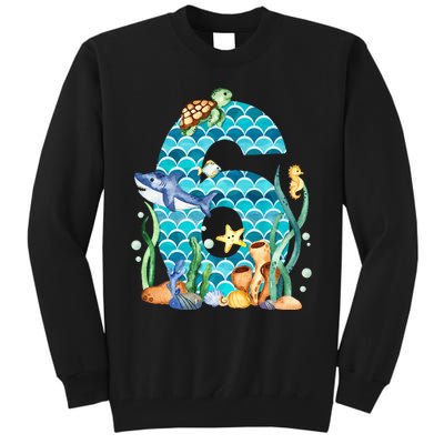 6th Birthday Sea Fish Ocean Animals Aquarium 6 Year Old Tall Sweatshirt