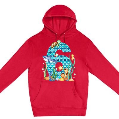 6th Birthday Sea Fish Ocean Animals Aquarium 6 Year Old Premium Pullover Hoodie