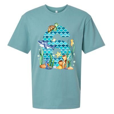 6th Birthday Sea Fish Ocean Animals Aquarium 6 Year Old Sueded Cloud Jersey T-Shirt