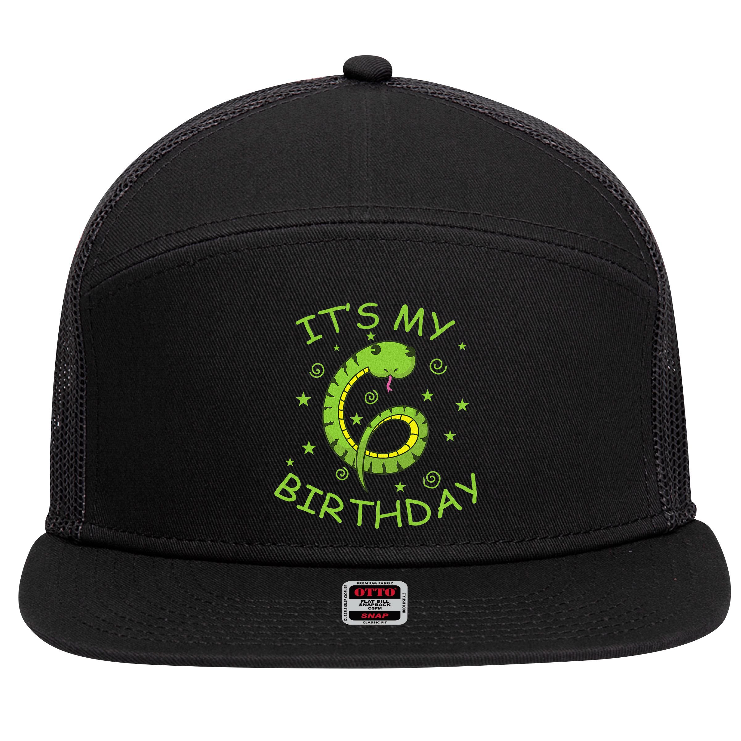6th Birthday Snake As Number Child 7 Panel Mesh Trucker Snapback Hat