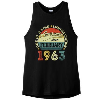 60th Birthday Tees 60 Year Old Awesome Since February 1963 Ladies PosiCharge Tri-Blend Wicking Tank