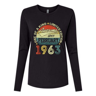 60th Birthday Tees 60 Year Old Awesome Since February 1963 Womens Cotton Relaxed Long Sleeve T-Shirt