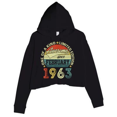 60th Birthday Tees 60 Year Old Awesome Since February 1963 Crop Fleece Hoodie