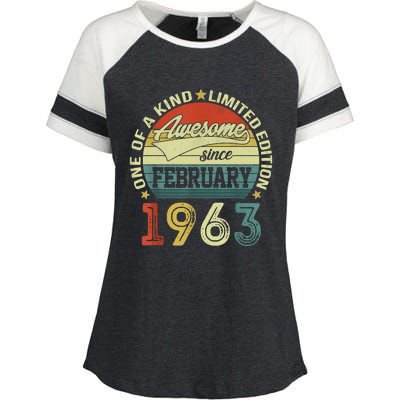 60th Birthday Tees 60 Year Old Awesome Since February 1963 Enza Ladies Jersey Colorblock Tee