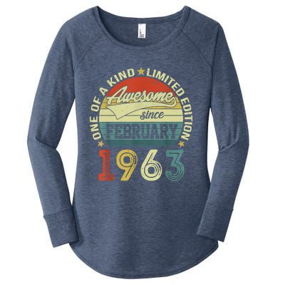 60th Birthday Tees 60 Year Old Awesome Since February 1963 Women's Perfect Tri Tunic Long Sleeve Shirt