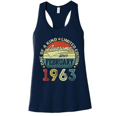 60th Birthday Tees 60 Year Old Awesome Since February 1963 Women's Racerback Tank