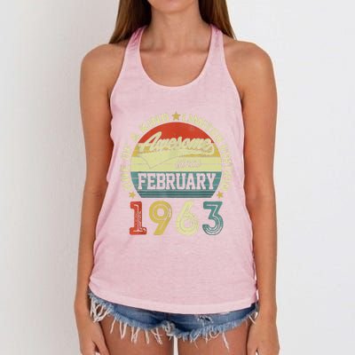 60th Birthday Tees 60 Year Old Awesome Since February 1963 Women's Knotted Racerback Tank