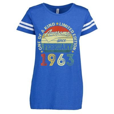 60th Birthday Tees 60 Year Old Awesome Since February 1963 Enza Ladies Jersey Football T-Shirt