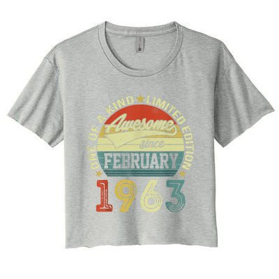 60th Birthday Tees 60 Year Old Awesome Since February 1963 Women's Crop Top Tee