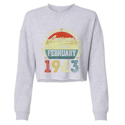 60th Birthday Tees 60 Year Old Awesome Since February 1963 Cropped Pullover Crew