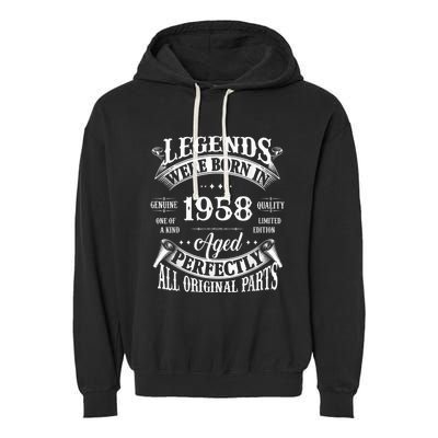 65th Birthday Tee Vintage Legends Born In 1958 65 Years Old Garment-Dyed Fleece Hoodie