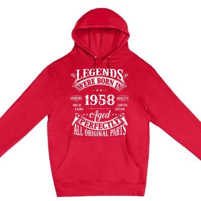 65th Birthday Tee Vintage Legends Born In 1958 65 Years Old Premium Pullover Hoodie