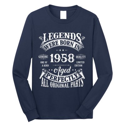 65th Birthday Tee Vintage Legends Born In 1958 65 Years Old Long Sleeve Shirt