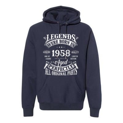 65th Birthday Tee Vintage Legends Born In 1958 65 Years Old Premium Hoodie