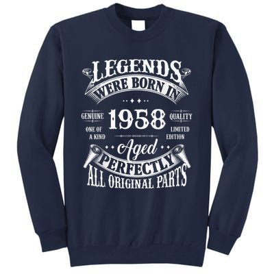 65th Birthday Tee Vintage Legends Born In 1958 65 Years Old Tall Sweatshirt