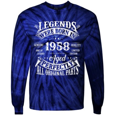 65th Birthday Tee Vintage Legends Born In 1958 65 Years Old Tie-Dye Long Sleeve Shirt