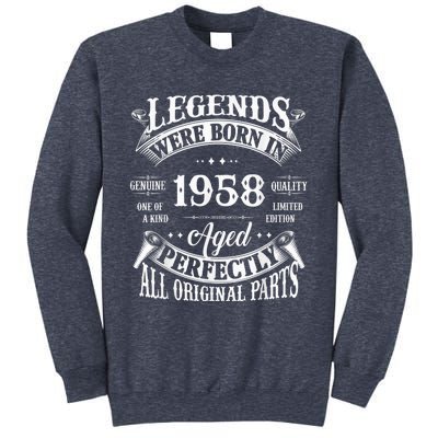 65th Birthday Tee Vintage Legends Born In 1958 65 Years Old Sweatshirt