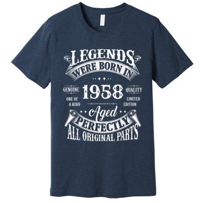 65th Birthday Tee Vintage Legends Born In 1958 65 Years Old Premium T-Shirt