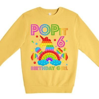 6th Birthday Unicorn Fidget Pop It Birthday 6 Year Old Premium Crewneck Sweatshirt