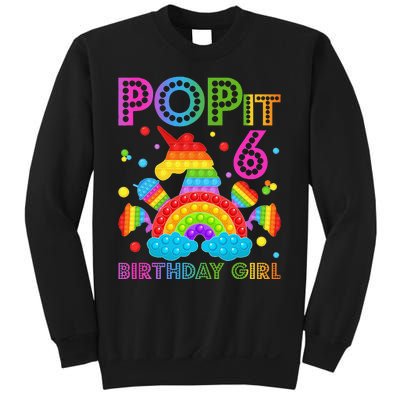 6th Birthday Unicorn Fidget Pop It Birthday 6 Year Old Sweatshirt