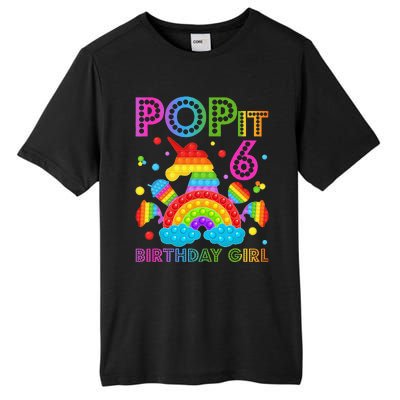 6th Birthday Unicorn Fidget Pop It Birthday 6 Year Old Tall Fusion ChromaSoft Performance T-Shirt