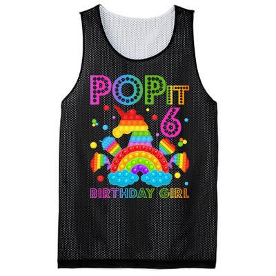 6th Birthday Unicorn Fidget Pop It Birthday 6 Year Old Mesh Reversible Basketball Jersey Tank