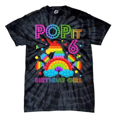 6th Birthday Unicorn Fidget Pop It Birthday 6 Year Old Tie-Dye T-Shirt