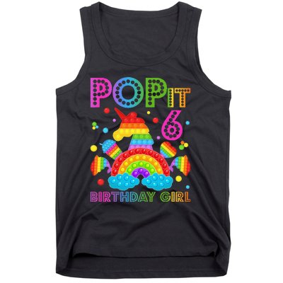 6th Birthday Unicorn Fidget Pop It Birthday 6 Year Old Tank Top