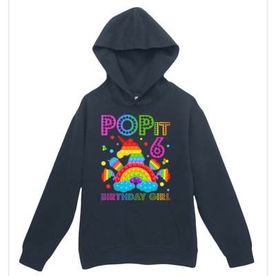 6th Birthday Unicorn Fidget Pop It Birthday 6 Year Old Urban Pullover Hoodie