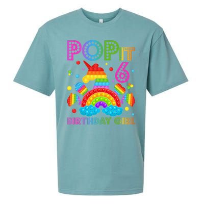 6th Birthday Unicorn Fidget Pop It Birthday 6 Year Old Sueded Cloud Jersey T-Shirt