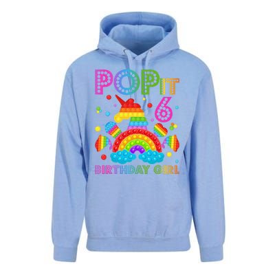 6th Birthday Unicorn Fidget Pop It Birthday 6 Year Old Unisex Surf Hoodie