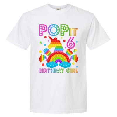 6th Birthday Unicorn Fidget Pop It Birthday 6 Year Old Garment-Dyed Heavyweight T-Shirt