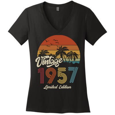 66th Birthday Vintage Limited Edition 1957 Women's V-Neck T-Shirt