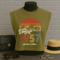 66th Birthday Vintage Limited Edition 1957 Garment-Dyed Women's Muscle Tee