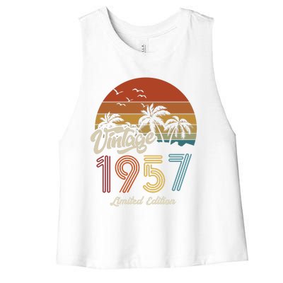 66th Birthday Vintage Limited Edition 1957 Women's Racerback Cropped Tank