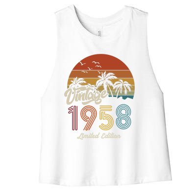 65th Birthday Vintage Limited Edition 1958 Women's Racerback Cropped Tank