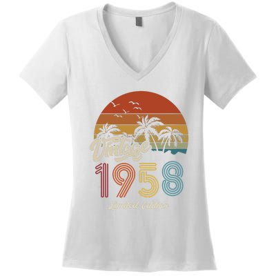 65th Birthday Vintage Limited Edition 1958 Women's V-Neck T-Shirt