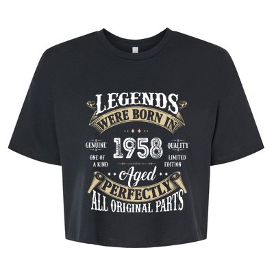 64th Birthday Vintage Legends Born In 1958 Bella+Canvas Jersey Crop Tee