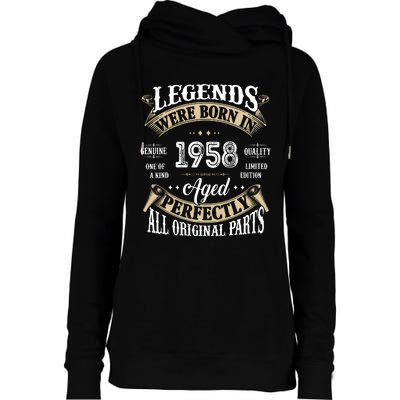 64th Birthday Vintage Legends Born In 1958 Womens Funnel Neck Pullover Hood