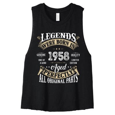 64th Birthday Vintage Legends Born In 1958 Women's Racerback Cropped Tank