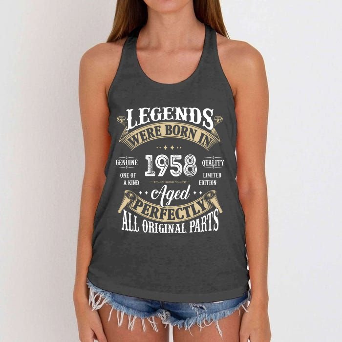 64th Birthday Vintage Legends Born In 1958 Women's Knotted Racerback Tank