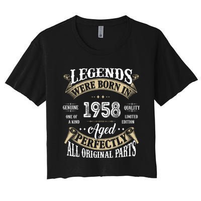 64th Birthday Vintage Legends Born In 1958 Women's Crop Top Tee