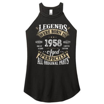 64th Birthday Vintage Legends Born In 1958 Women’s Perfect Tri Rocker Tank