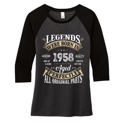 64th Birthday Vintage Legends Born In 1958 Women's Tri-Blend 3/4-Sleeve Raglan Shirt