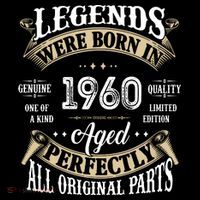 62th Birthday Vintage Legends Born In 1960 Tall T-Shirt