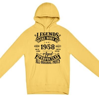 67th Birthday Vintage Legends Born In 1958 67 Years Old Premium Pullover Hoodie