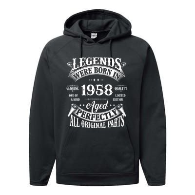 67th Birthday Vintage Legends Born In 1958 67 Years Old Performance Fleece Hoodie