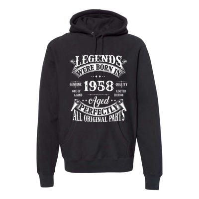 67th Birthday Vintage Legends Born In 1958 67 Years Old Premium Hoodie