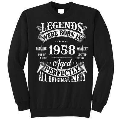 67th Birthday Vintage Legends Born In 1958 67 Years Old Tall Sweatshirt