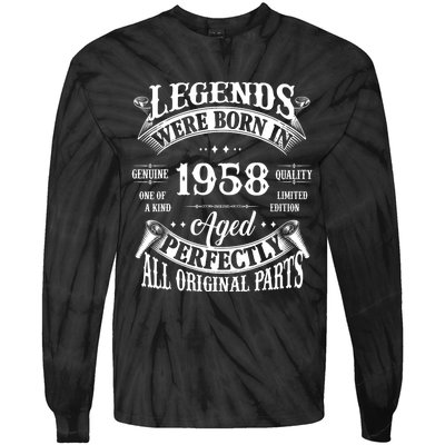 67th Birthday Vintage Legends Born In 1958 67 Years Old Tie-Dye Long Sleeve Shirt